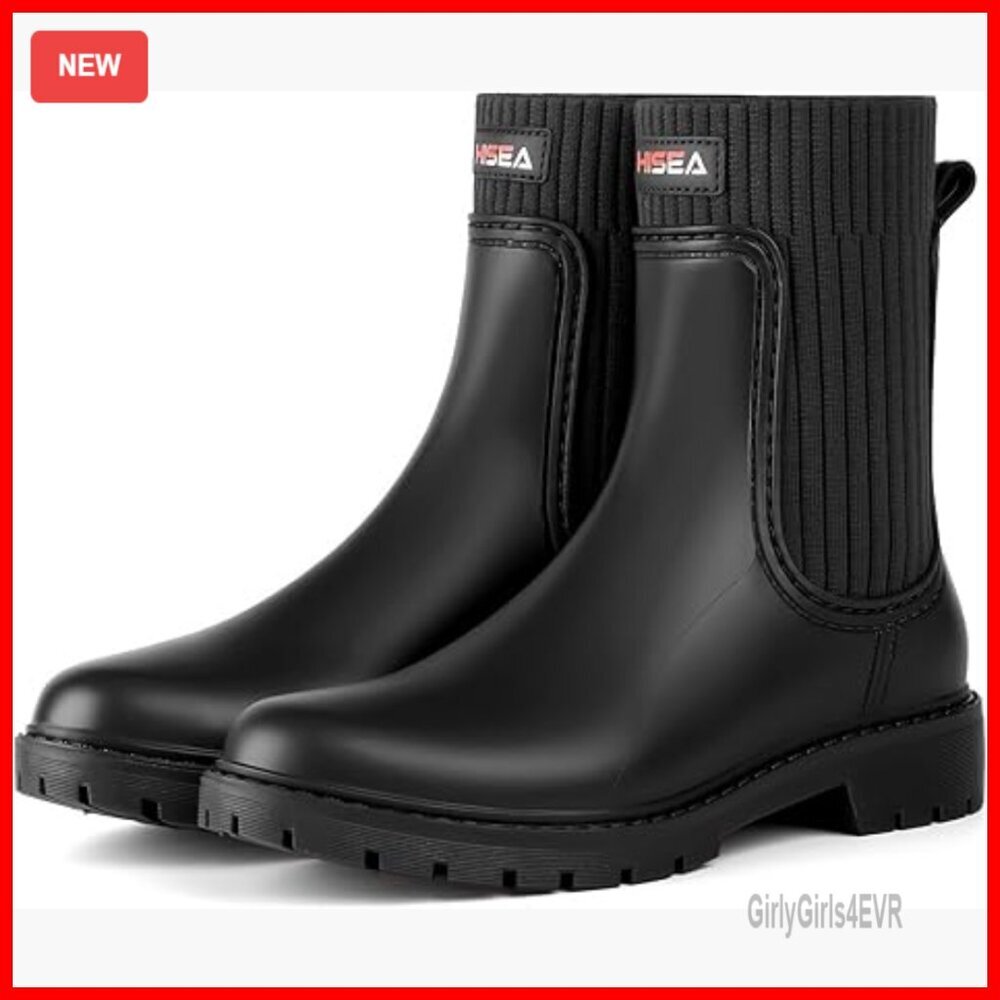 Waterproof Chelsea Rain Boots Women's Lightweight Ankle Booties Comfort Insole